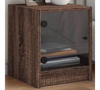 Tables de nuit avec portes en verre 2 pcs. Aspect chêne brun 35x37x42 cm