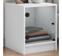 Tables de nuit avec portes en verre 2 pcs. Blanc 35x37x42 cm
