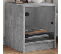 Tables de nuit avec portes en verre 2 pcs. Gris béton 35x37x42 cm