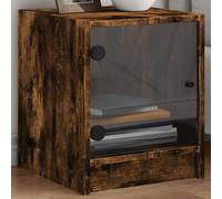 Tables de nuit avec portes vitrées 2 pcs. Chêne fumé 35x37x42 cm