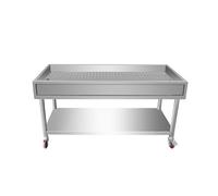 Tables de préparation frites de 78,7 x 60,9 cm pour panure de poulet de cuisine commerciale, table de travail de cuisine, comptoir en acier inoxydable, roulettes de frein à 360° avec grille de