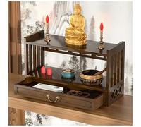 Tables de Rangement Table d'autel avec Tiroir Table de Méditation Tables de Puja en Bambou Bureau de Style Chinois pour la Méditation, Les Prières, Les Rituels,Walnut,52 * 28cm/20.4 * 11in