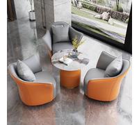 Tables de réception et de négociation d'hôtel de haute qualité, chaises en cuir, table basse ronde en plaque de roche brillante pour zone de repos, design moderne et élégant