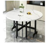 Tables De Salle À Manger Rondes Pliantes Sur Roulettes Pour Petits Espaces | Table de cuisine mobile, table multifonction gain de place pour cuisine et séjour(Blanc,140x75cm)