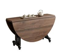 Tables De Salle À Manger Rondes Pliantes Sur Roulettes Pour Petits Espaces | Table de cuisine mobile, table multifonction gain de place pour cuisine et séjour(brun,140x75cm)