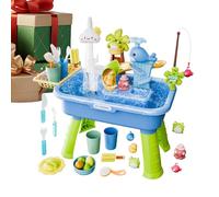 Tables d'eau d'extérieur pour - Jeu de pêche | 4 en 1 Évier de Jeu avec système d'eau Courante et Pompe - pour de 4-8 Ans Cadeau Anniversaire été extérieur