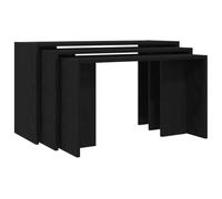 Tables empilables 3 pièces en bois contreplaqué noir | Tables gigognes, design empilable, bois d'ingénierie, finition noire, nettoyage facile, économie d'espace, salon moderne