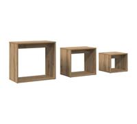 Tables empilables de 3 pièces en bois contreplaqué couleur chêne Artisan | Bois d'ingénierie stable, design nid peu encombrant, surface lisse facile à nettoyer, style moderne polyvalent