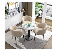 Tables et chaises de loisirs simples rondes pour salle à manger, salon, balcon, chambre à coucher, bureau, 1 table, 3 chaises, table amovible de 60 cm, chaise de loisirs rétro (abricot)