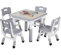 Tables et chaises pour enfants, réglables en hauteur, table synthétique multifonctionnelle, gris