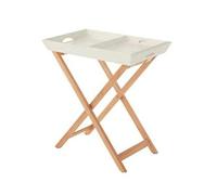 Tables Étagère Pliable en Bois Massif/Étagère À Fleurs, Table D'appoint De Boisson, Table D'appoint Basse De Balcon Cour, Espace De Rangement Séparé, 2 Couleurs(White)