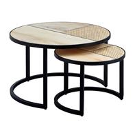 Tables finliga Gigogne deux pièces en Boisé Métal Salon | Rotonde Industrielle | Table Basse Massif