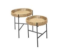 Tables Gigogne en Métal Noir avec Plateaux Amovibles Façon Cordage - CORDY -