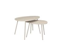 Tables gigogne plateaux aspect pierre naturelle 4 pieds métal laqué beige - SHANON - ALTOBUY