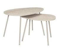 Tables gigogne plateaux aspect pierre naturelle 4 pieds métal laqué beige - SHANON - ALTOBUY Beige