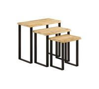 Tables Gigognes 3 pcs avec Bord Vivant Canapé Salon Bois Massif d'Acacia vidaXL