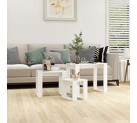 Tables gigognes 3 pcs Blanc Bois d'ingénierie,Table gigogne contemporaine : Meuble Gain de Place Multifonctionnel pour Salon ou Chambre Tables d'appoint