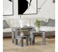 Tables Gigognes 3 pcs Blanc Bois d'Ingénierie Tables d'Appoint Canapé vidaXL