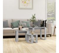 Tables Gigognes 3 pcs Blanc Bois d'Ingénierie Tables d'Appoint Canapé vidaXL