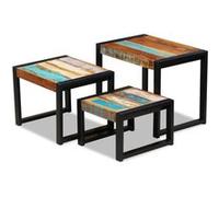 vidaXL Tables gigognes en bois de récupération massif – 3 pièces