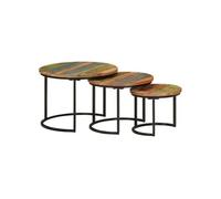 Vidaxl Tables Gigognes 3 Pcs Bois Massif De Récupération Marron