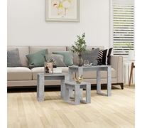 Tables gigognes 3 pcs Gris béton Bois d'ingénierie,Table gigogne 3 pièces Meuble Gain de Place Table d'appoint pour Salon ou Chambre Tables d'appoint