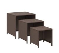 Tables gigognes 3 pcs marron résine tressée