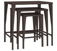 Tables gigognes 3 pcs marron résine tressée
