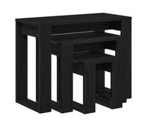 Tables gigognes 3 pièces chêne noir bois ingénierie 61 x 28 x 47 cm | Lot de 3 tables basses, design modulaire, structure stable, finition élégante, nettoyage avec chiffon sec