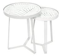 Table d'appoint Altobuy SOVA - Tables Gigognes Blanches Motif Feuilles -