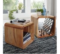 Lot de 2 tables d'appoint carrées en acacia massif - NASIK