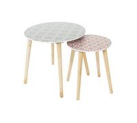 Lot de 2 Tables Gigognes d'Appoint "Patio" 48cm Rouge & Noir