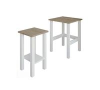 Tables gigognes Lot de 2 effet bois MDF Blanc 45x45x60 cm