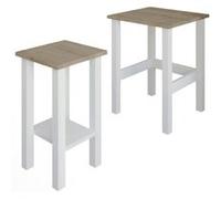 Tables gigognes Lot de 2 Toilinux effet bois MDF Blanc 45x45x60 cm Blanc