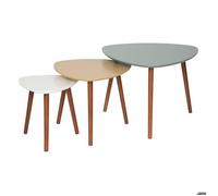 Atmosphera – Tables basses gigognes Miléo – Lot de 3 L34/46/60 cm – Vert/Jaune ocre/Blanc