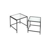 Tables Gigognes Noires Plateau en Verre Texturé - GLASSI -