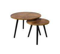Tables Gigognes Plateau Effet Bois Cerclage Or - GAUTHIER -