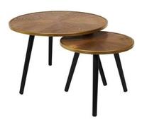 Tables Gigognes Plateau Effet Bois Cerclage Or - GAUTHIER - ALTOBUY Beige G