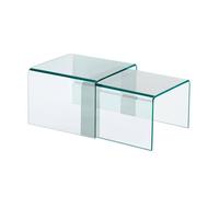Tables gigognes rectangulaire et carrée verre trempée 50 cm transparent - Glintz