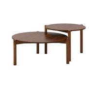 Tables gigognes rondes décor bois. piètement bois d'hévéa noyer - Harmony