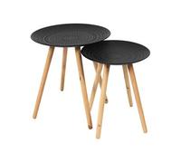 Home Deco Factory – Tables gigognes rondes Relief – Lot de 2 – Noir