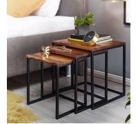 Tables gigognes WOHNLING - Ensemble de 3 - Table d'appoint en bois massif et métal