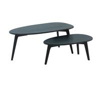 Tables Gigognes - WOHNLING - Lot de 2 - Bois Massif - Noir - Moderne - Asymétrique