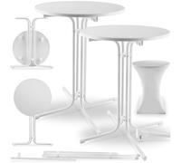 Tables hautes - TECTAKE - Lot de 2 mange-debout EREN pliables avec housse de table ronde 90 x 110 cm - Blanc