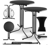 Tables hautes - TECTAKE - Lot de 2 mange-debout EREN pliables avec housse de table ronde 90 x 110 cm - Noir