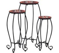 vidaXL Set de 3 tables mosaïque 46704 Céramique terre cuite et blanc