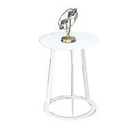 Tables Table De Bout en Marbre, 15.74in Modern Living Room Round Side End Coffee Table Nightstand, with/Faux Marble Top/Metal Forgé Iron Desktop(Metal White)