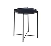 Tables Table De Bout Pliante en Métal, Table D'appoint Ronde, La Meilleure Console en Forme D'éventail for Votre Maison, Blanc Noir, 16,33 Pouces(Black)