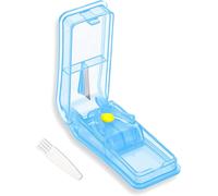 Tablet Cutter For Cutting And Crushing Small And Large Cachees,2 In 1,With Pill Storage Compartment (Blue)