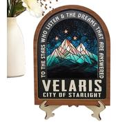 Tabletop Decor - Creative Wooden Sign, City of Starlight Fantasy Ornament with Witch Aesthetic, Farmhouse Shelf Decoration, Reading Nook Accessory, Living Room Art for Bedroom Desk and Bookshelf